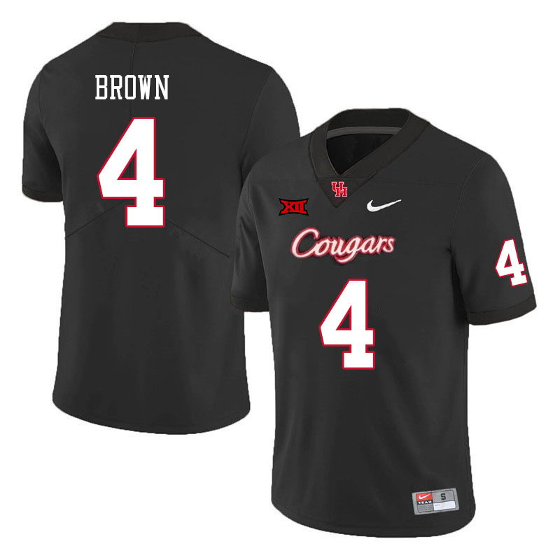 Men #4 Samuel Brown Houston Cougars Big 12 XII College Football Jerseys Stitched-Black - Click Image to Close